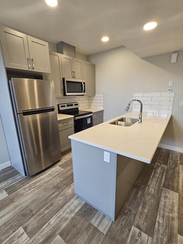 8069-8073  Cedric Mah Rd, Edmonton, AB - Indoor Photo Showing Kitchen With Stainless Steel Kitchen With Double Sink With Upgraded Kitchen