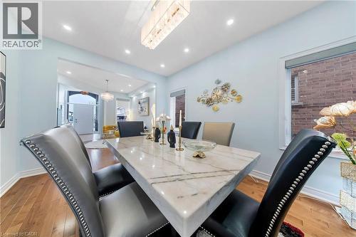 Dining area featuring light wood finished floors and recessed lighting - 59 Greti Drive, Hamilton, ON - Indoor Photo Showing Dining Room