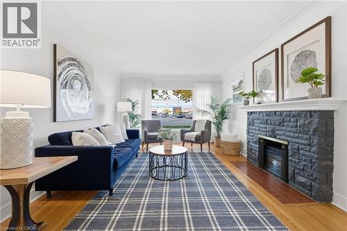 53 Livingston Avenue, Grimsby, ON - Indoor Photo Showing Living Room With Fireplace