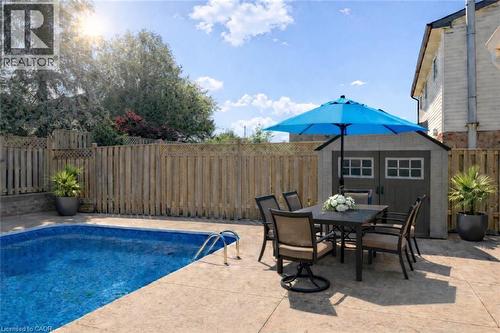 Virtual Furnishings - 243 Highview Drive, Kitchener, ON - Outdoor With In Ground Pool With Deck Patio Veranda With Backyard