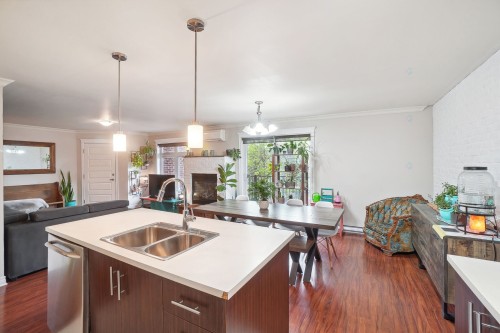 Kitchen - 201-9108 Rue Notre-Dame E., Montréal (Mercier/Hochelaga-Maisonneuve), QC - Indoor Photo Showing Kitchen With Double Sink
