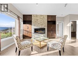 Family room with gas fireplace and built in cabinetry - 