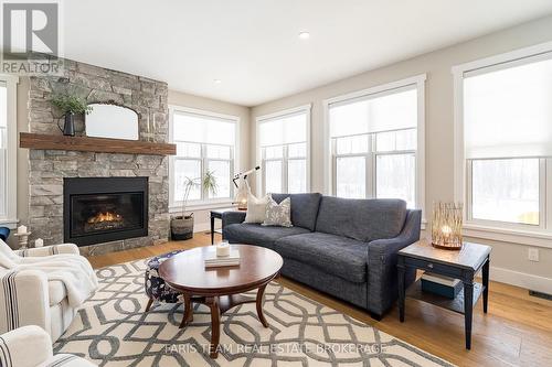 1555 Baseline Road S, Tiny, ON - Indoor Photo Showing Living Room With Fireplace