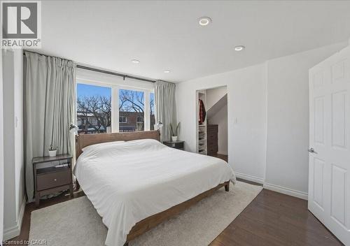 Primary bedroom with walk in closet! - 81 Ottawa Street N, Hamilton, ON - Indoor Photo Showing Bedroom