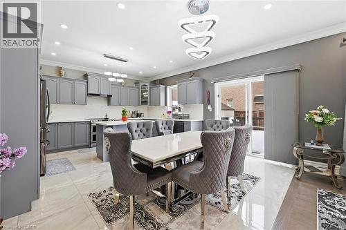 Dining area with crown molding and recessed lighting - 456 Valridge Drive, Ancaster, ON - Indoor Photo Showing Other Room