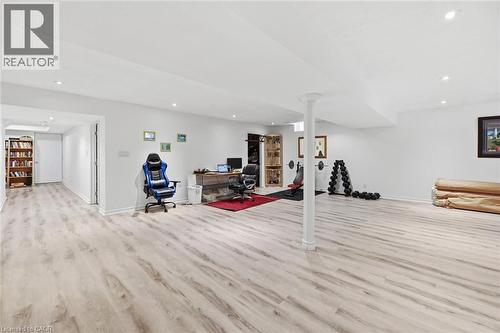 Exercise room featuring light wood-style flooring and recessed lighting - 456 Valridge Drive, Ancaster, ON - Indoor Photo Showing Gym Room