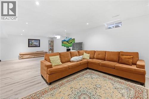 Living area with wood finished floors and recessed lighting - 456 Valridge Drive, Ancaster, ON - Indoor Photo Showing Living Room