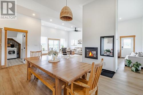 587 Watson Rd, Echo Bay, ON - Indoor Photo Showing Dining Room With Fireplace
