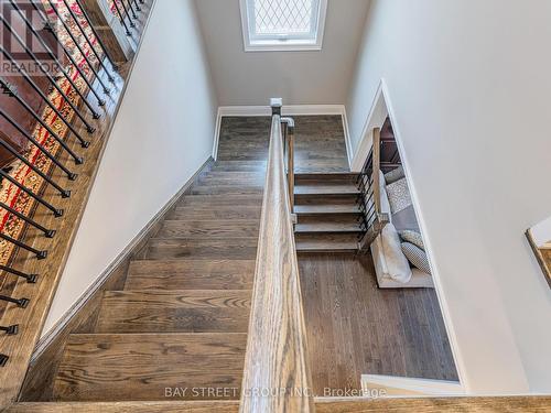 Oak Staircase with Iron Pickets - 39 Cairns Gate, King, ON - Indoor Photo Showing Other Room