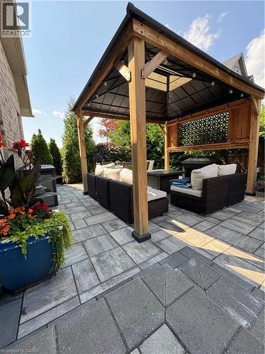 View of patio / terrace with an outdoor living space and a gazebo - 43 Freure Drive, Cambridge, ON - Outdoor With Deck Patio Veranda With Exterior