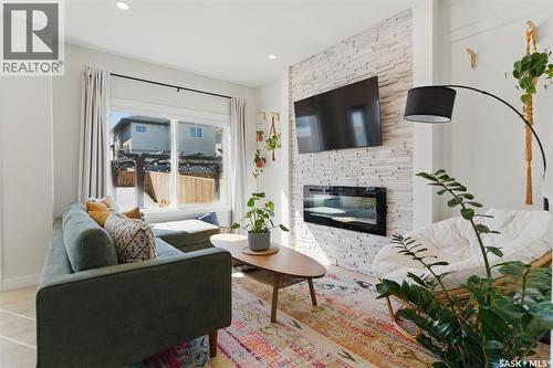 328 Barrett Street, Saskatoon, SK - Indoor Photo Showing Living Room With Fireplace