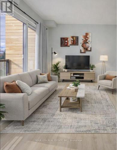 Virtual staged Living - 207 - 1165 Journeyman Lane W, Mississauga, ON - Indoor Photo Showing Living Room