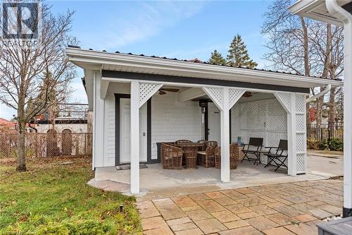 View of patio with ceiling fan - 1073 North Service Road, Hamilton, ON - Outdoor