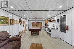 Rec room featuring billiards table and light wood-type flooring - 