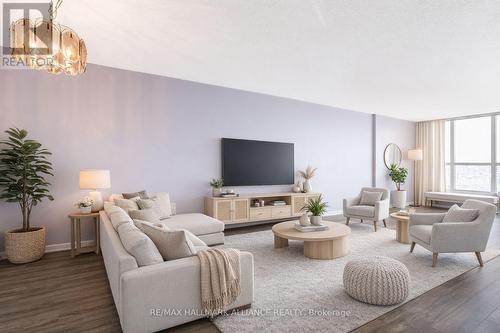Virtually staged for illustrative purposes - 707 - 3 Rowntree Road, Toronto, ON - Indoor Photo Showing Living Room