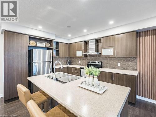 98 Crafter Crescent, Stoney Creek, ON - Indoor Photo Showing Kitchen With Stainless Steel Kitchen With Double Sink With Upgraded Kitchen