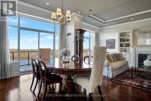 Uph4 - 170 Water Street N, Cambridge, ON - Indoor Photo Showing Dining Room With Fireplace