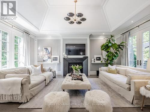 393 Maple Grove Drive, Oakville, ON - Indoor Photo Showing Living Room With Fireplace