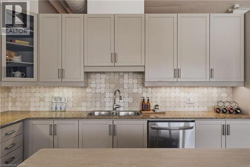 66 Bay Street S Unit# 504, Hamilton, ON - Indoor Photo Showing Kitchen With Double Sink