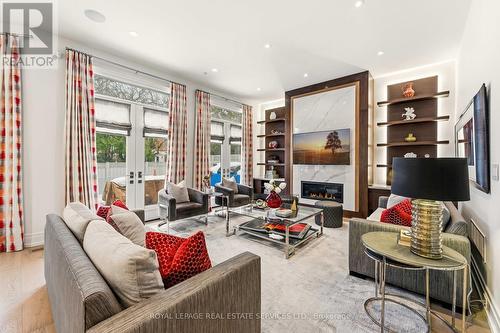 112 Mildenhall Road, Toronto, ON - Indoor Photo Showing Living Room With Fireplace