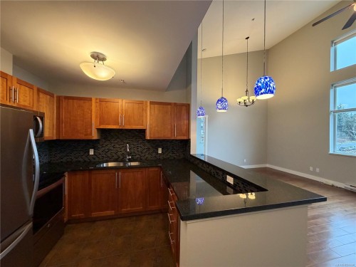 201-1629 Townsite Rd, Nanaimo, BC - Indoor Photo Showing Kitchen With Double Sink