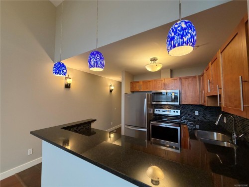 201-1629 Townsite Rd, Nanaimo, BC - Indoor Photo Showing Kitchen With Stainless Steel Kitchen