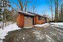 View of snow covered exterior with brick siding, a chimney, and a garage - 276 Lakeshore Road W, Oakville, ON  - Outdoor 