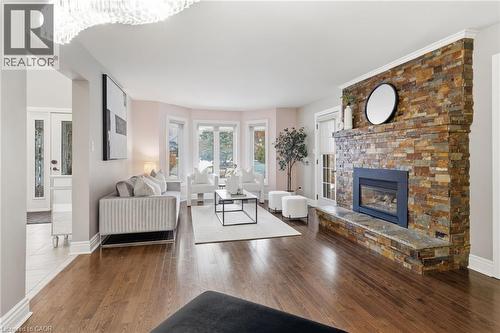 117 Miller Drive, Ancaster, ON - Indoor Photo Showing Living Room With Fireplace