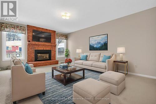 Digitally Staged - 943 Playfair Road, Midland, ON - Indoor Photo Showing Living Room With Fireplace