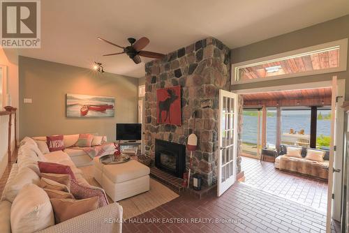 2310 Salmon Bay Road, Douro-Dummer, ON - Indoor Photo Showing Living Room With Fireplace