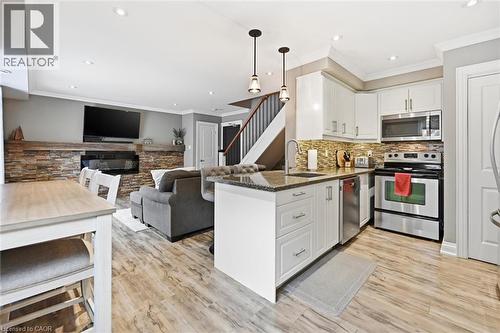 469 Claridge Road Unit# 6, Burlington, ON - Indoor Photo Showing Kitchen With Fireplace With Stainless Steel Kitchen With Upgraded Kitchen