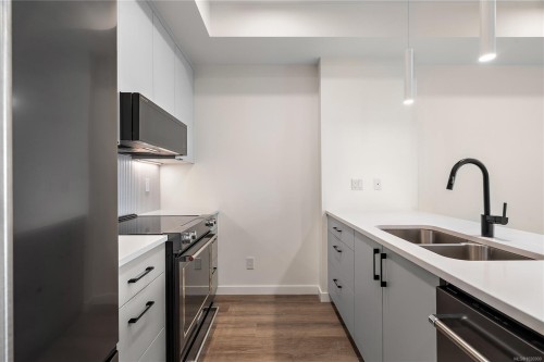 302-1102 Esquimalt Rd, Esquimalt, BC - Indoor Photo Showing Kitchen With Double Sink With Upgraded Kitchen