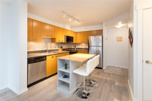 1006-751 Fairfield Rd, Victoria, BC - Indoor Photo Showing Kitchen With Stainless Steel Kitchen