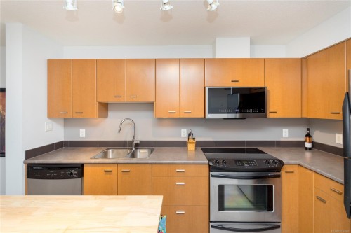 1006-751 Fairfield Rd, Victoria, BC - Indoor Photo Showing Kitchen With Double Sink