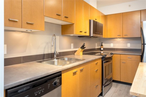 1006-751 Fairfield Rd, Victoria, BC - Indoor Photo Showing Kitchen With Double Sink