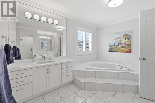 Five-Piece Primary Ensuite Offers a Jetted Tub - 2017 Peak Place, Oakville, ON - Indoor Photo Showing Bathroom