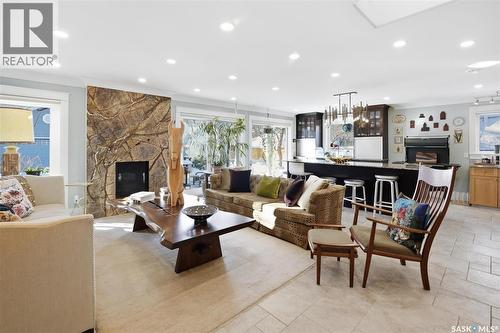 1210 Elliott Street, Saskatoon, SK - Indoor Photo Showing Living Room With Fireplace