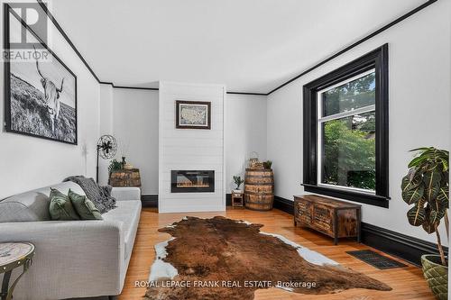 69 Peel Street, Kawartha Lakes (Lindsay), ON - Indoor Photo Showing Living Room With Fireplace