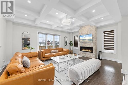 Great Room with decorative brick gas F/P - 25 Philmori Boulevard, Pelham (Fonthill), ON - Indoor Photo Showing Living Room With Fireplace
