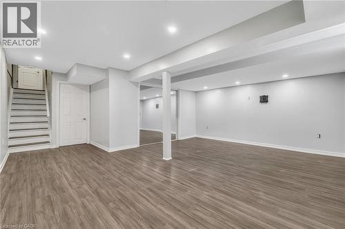 Finished below grade area featuring wood finished floors and recessed lighting - 89 Sonoma Valley Crescent, Hamilton, ON - Indoor
