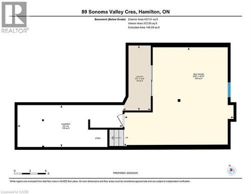 View of basement Floor plan - 89 Sonoma Valley Crescent, Hamilton, ON - Other