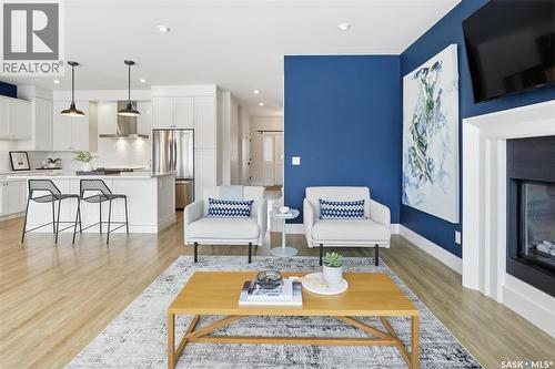 203 Pritchard Terrace, Saskatoon, SK - Indoor Photo Showing Living Room With Fireplace