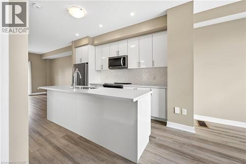 Modern Kitchen With Quartz & Island - 48 Markle Crescent, Ancaster, ON - Indoor Photo Showing Kitchen With Upgraded Kitchen