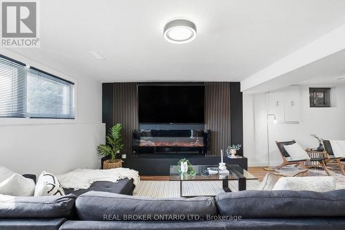 14 Basin Crescent, Hamilton, ON - Indoor Photo Showing Living Room With Fireplace