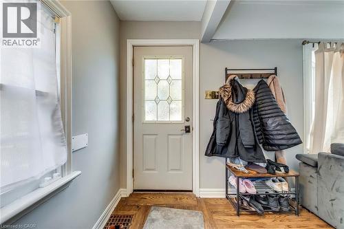 Mudroom featuring parquet flooring and baseboards - 142 Ewen Road, Hamilton, ON - Indoor