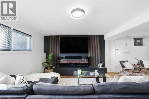 14 Basin Crescent, Hamilton, ON - Indoor Photo Showing Living Room With Fireplace