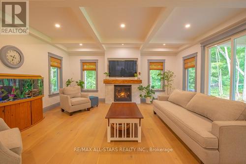 228 Riverside Drive, Kawartha Lakes (Bobcaygeon), ON - Indoor Photo Showing Living Room With Fireplace