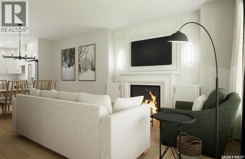 2808 Fleury Street, Regina, SK - Indoor Photo Showing Living Room With Fireplace