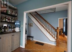 view of the stairway from the den - 