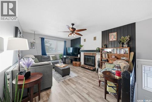 42 Macdowall Crescent, Prince Albert, SK - Indoor Photo Showing Living Room With Fireplace